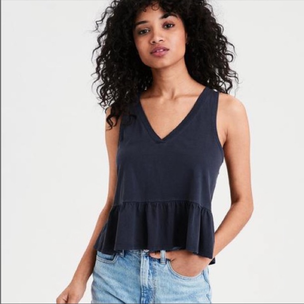 American Eagle Crop Peplum Tank